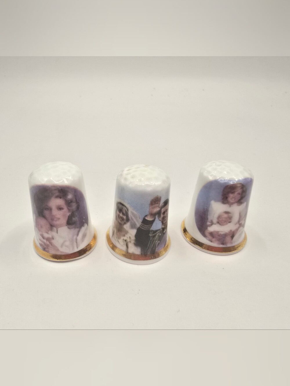 Princess Diana And Prince Charles Porcelain Decorative Thimble Set England